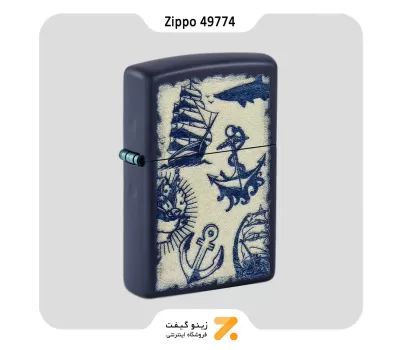 فندک زیپو مدل 49774 طرح کشتی و لنگر-​Zippo Lighter 49774 239 NAUTICAL DESIGN