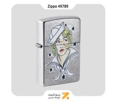 فندک زیپو مدل 49789 طرح دختر ملوان-​Zippo Lighter 49789 207 SAILOR GIRL TATTOO DESIG