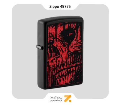 فندک زیپو مشکی مدل 49775 طرح جمجمه قرمز-Zippo Lighter 49775 218 RED SKULL DESIGN