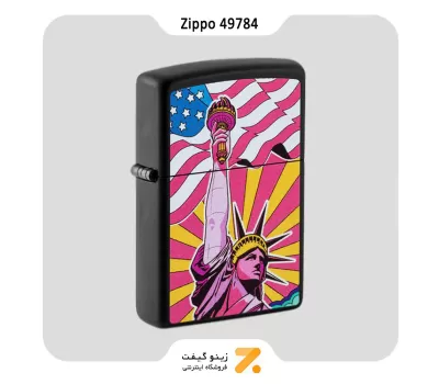 فندک زیپو مشکی مدل 49784 طرح مجسمه آزادی-​Zippo Lighter 49784 218 LADY LIBERTY DESIGN