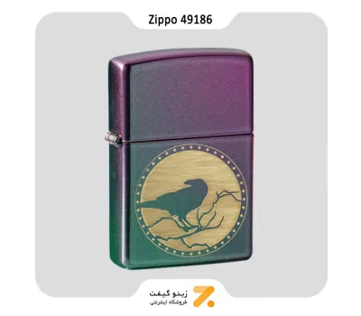 فندک زیپو هفت رنگ مدل 49186 طرح کلاغ سیاه-​Zippo Lighter 49186 49146 RAVEN DESIGN