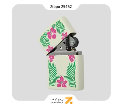 فندک زیپو کرم رنگ طرح گل و گیاه مدل 29452-Zippo Lighter 29452 216 ZIPPO TROCICAL