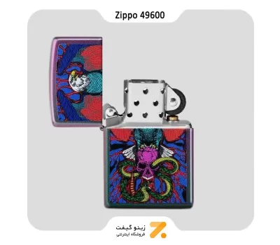 Zippo Lighter 49600 EAGLE SNAKE SWORD DES ​فندک بنزینی زیپو طرح عقاب و مار بدنه هفت رنگ مات مدل 49600