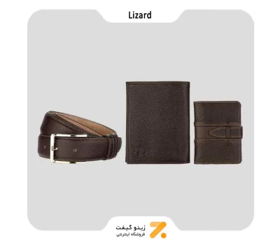 ست هدیه مردانه لیزارد مدل چرم طبیعی کد ال زد 2203-3-​Lizard Leather SN-LTLZ-2203-3