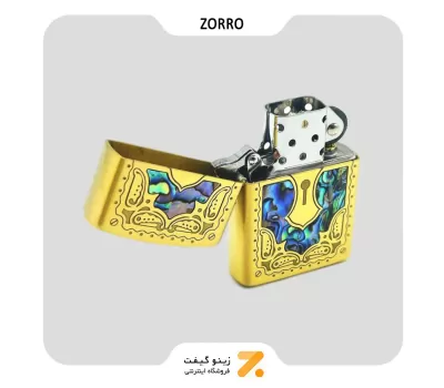 فندک بنزینی زورو صدفی طرح قفل مدل 91624-​Zorro Lighter SN-LIZO-2104-31