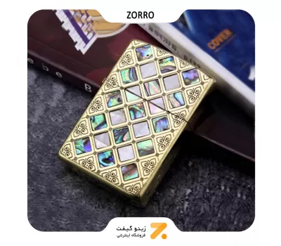 فندک بنزینی زورو صدفی طرح مشبک مدل 91584-​Zorro Lighter SN-LIZO-2104-26