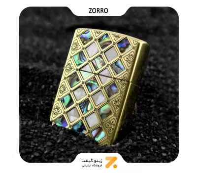 فندک بنزینی زورو صدفی طرح مشبک مدل 91584-​Zorro Lighter SN-LIZO-2104-26