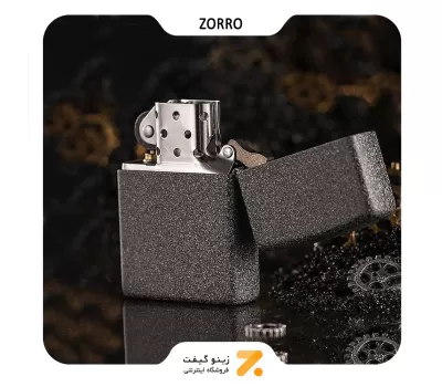 فندک بنزینی زورو طرح آسفالتی مدل 11-2102-​Zorro Lighter Black Crackle