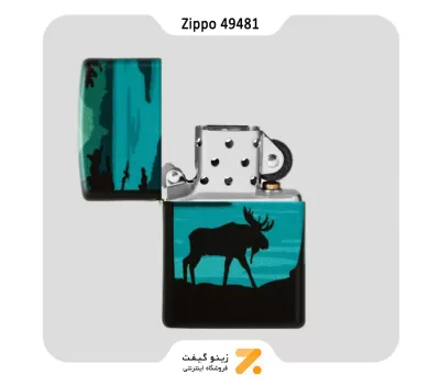 فندک بنزینی زیپو 540 رنگ طرح گوزن در جنگل مدل 49481-​Zippo Lighter 49481 49352 MOOSE LANDSCAPE DESIGN