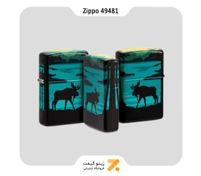فندک بنزینی زیپو 540 رنگ طرح گوزن در جنگل مدل 49481-​Zippo Lighter 49481 49352 MOOSE LANDSCAPE DESIGN