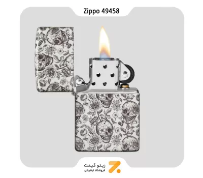 فندک بنزینی زیپو بلک لایت طرح اسکلت مدل 49458-Zippo Lighter ​49458 49193 SKELETON DESIGN