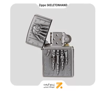 فندک بنزینی زیپو طرح اسکلت دست مدل 200-Zippo Lighter ​200 SKELETON HAND EMBLEM