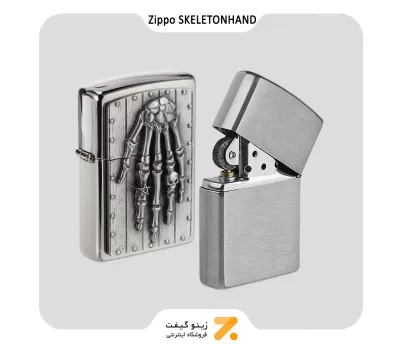 فندک بنزینی زیپو طرح اسکلت دست مدل 200-Zippo Lighter ​200 SKELETON HAND EMBLEM