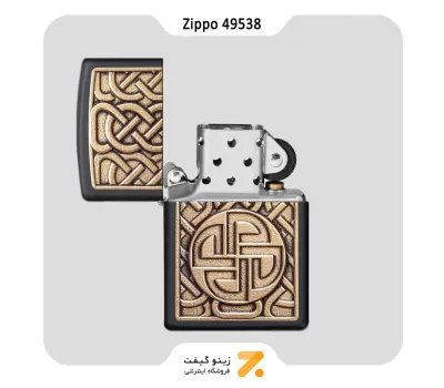 فندک بنزینی زیپو طرح برجسته گره سپر نوردیک مدل 49538-Zippo Lighter ​49538 218 NORSE ANTIQUE BRASS EMB