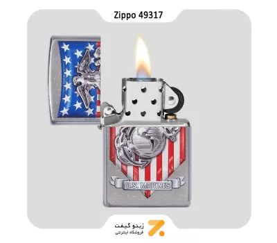 فندک بنزینی زیپو طرح تفنگداران دریایی ایالات متحده مدل 49317-​Zippo Lighter ​49317 -087152 207 USMC