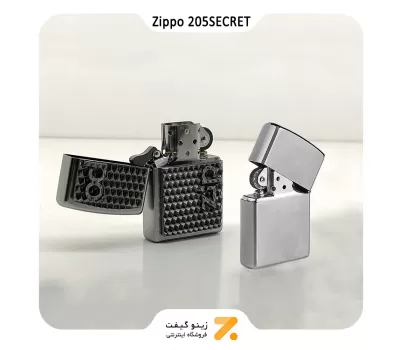 فندک بنزینی زیپو طرح سه بعدی لوگو زیپو مدل 205 سیکرت-​Zippo Lighter 205 SECRET ZIPPO LOGO 3D