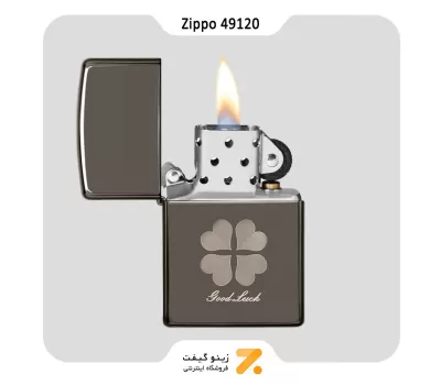فندک بنزینی زیپو طرح شبدر مدل 49120-​Zippo Lighter 49120 150 GOODLUCK DESIGN