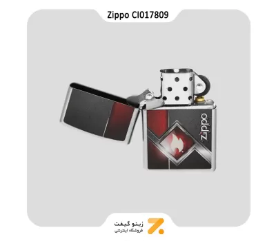 فندک بنزینی زیپو طرح شعله و لوگو زیپو مدل سی آی 017809-Zippo Lighter 250 CI017809 ZIPPO