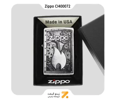 فندک بنزینی زیپو طرح شعله و لوگو زیپو مدل سی آی 400072-Zippo Lighter 207 CI400072 ZIPPO
