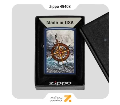فندک زیپو سورمه ای طرح قطب نما مدل 49408-Zippo Lighter 49408 239 COMPASS DESIGN