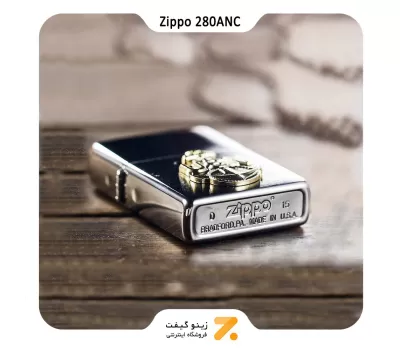 فندک بنزینی زیپو طرح لوگو نیرو دریایی ایالات متحده مدل 280 ای ان سی-Zippo Lighter ​280ANC-BRUSH FIN CHRANCHOR-720060190