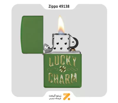 فندک بنزینی زیپو طرح نوشته لاکی مدل 49138-Zippo Lighter ​49138 -228 LUCKY CHARM DESIGN