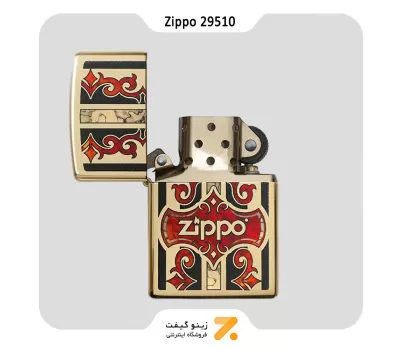 فندک بنزینی زیپو طلایی طرح لوگو زیپو مدل 29510-Zippo Lighter 29510- 254B ZIPPO LOGO