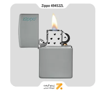 فندک بنزینی زیپو طوسی طرح لوگو زیپو مدل 49452 زد ال-Zippo Lighter 49452zl Flat Gray Zippo Logo