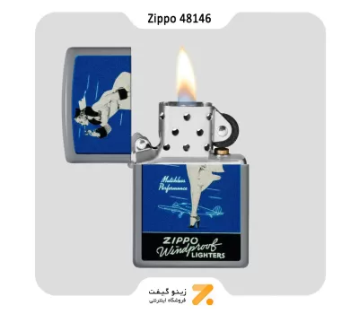 فندک بنزینی زیپو طوسی طرح لیدی مدل 48146-Zippo Lighter 48146 49452 WINDY DESIGN