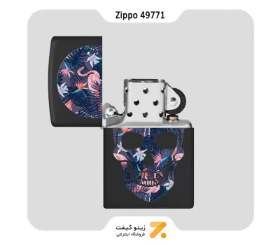 فندک زیپو مشکی طرح جمجمه و فلامینگو مدل 49771-Zippo Lighter 49771 218 FLAMINGO SKULL DESIGN