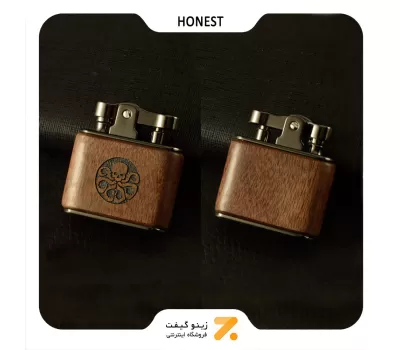 فندک بنزینی هانست طرح چوب مدل 2201-82-​​Honest Lighter ​SN-LIHN-2201-82