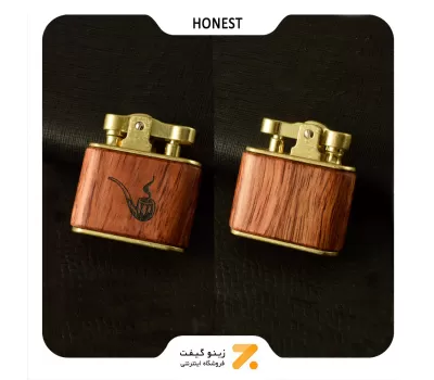 فندک بنزینی هانست طرح چوب مدل 2201-83-​Honest Lighter SN-LIHN-2201-83