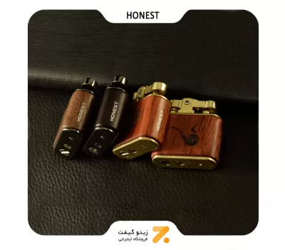 فندک بنزینی هانست طرح چوب مدل 2201-83-​Honest Lighter SN-LIHN-2201-83