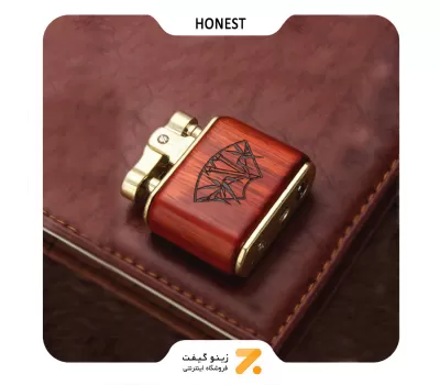 فندک بنزینی هانست طرح چوب مدل 2201-84-​Honest Lighter SN-LIHN-2201-84