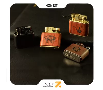 فندک بنزینی هانست طرح چوب مدل 2201-85-​Honest Lighter SN-LIHN-2201-85