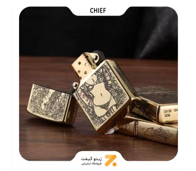 فندک بنزینی چیف رنگ طلایی مدل سی اف 1060 وای تی-​Chief Lighter SN-LICH-2104-19