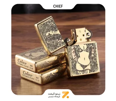 فندک بنزینی چیف رنگ طلایی مدل سی اف 1060 وای تی-​Chief Lighter SN-LICH-2104-19