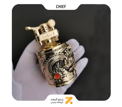 فندک بنزینی چیف طلایی طرح اژدها مدل 2201-136-​Chief Lighter SN-LICH-2201-136