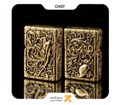 فندک بنزینی چیف طلایی طرح فرشته مدل 2201-106-​Chief Lighter SN-LICH-2201-106