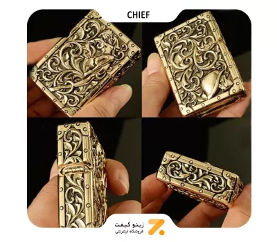 فندک بنزینی چیف طلایی طرح فرشته مدل 2201-106-​Chief Lighter SN-LICH-2201-106