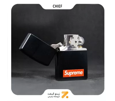 فندک بنزینی چیف مشکی طرح لوگو سوپرمی مدل سی اف 1160 اچ-​Chief Lighter SN-LICH-2104-69