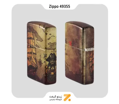 فندک زیپو 540 رنگ طرح کشتی دزدان دریایی مدل 49355-​Zippo Lighter 49355 Pirate Ship Design