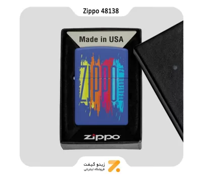 فندک زیپو آبی طرح لوگو زیپو مدل 48138-​​Zippo Lighter 48138 229 Zippo Design