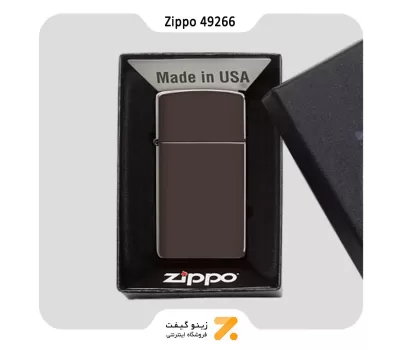 فندک زیپو اسلیم قهوه ای تیره مدل 49266-​​Zippo Lighter 49266 SLIM BROWN