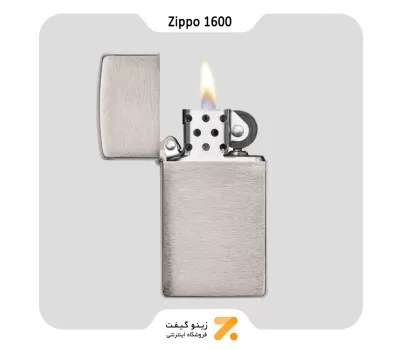 فندک زیپو اسلیم مدل 1600-​​Zippo Lighter 1600 SLIM BRUSH FINISH CHROME