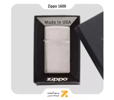 فندک زیپو اسلیم مدل 1600-​​Zippo Lighter 1600 SLIM BRUSH FINISH CHROME