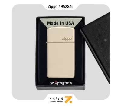 فندک زیپو اسلیم کرم رنگ مدل 49528 زد ال-​Zippo Lighter 49528ZL Slim Flat Sand Zippo Lighter
