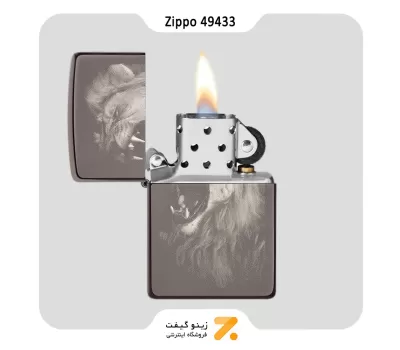 فندک زیپو بلک آیس طرح شیر مدل 49433-​Zippo Lighter 49433 150 Fierce Lion Design