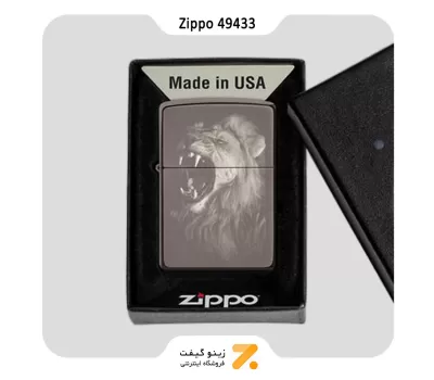فندک زیپو بلک آیس طرح شیر مدل 49433-​Zippo Lighter 49433 150 Fierce Lion Design