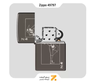 فندک زیپو بلک آیس طرح لیدی مدل 49797-Zippo Lighter 49797 150 WINDY DESIGN
